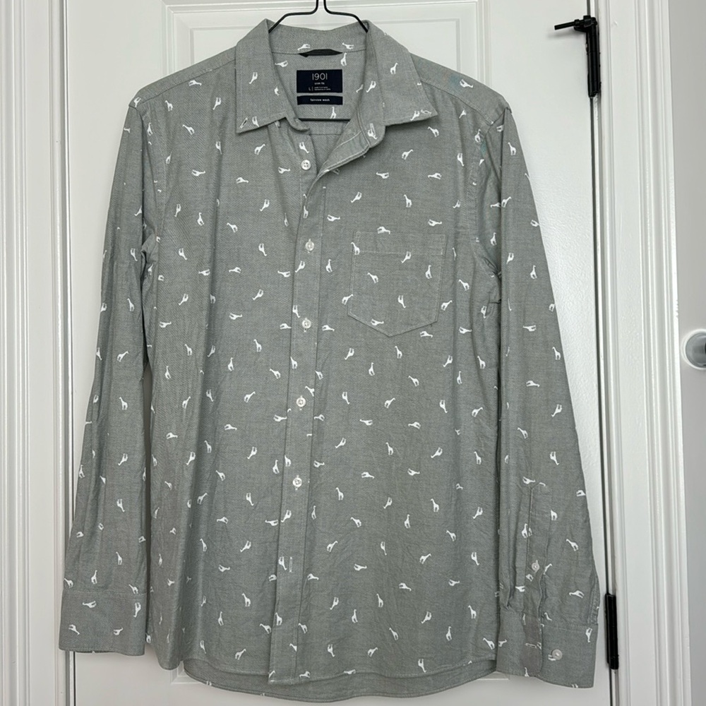 1901 Fairview wash trim fit giraffe button down